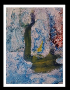 I. Cahue  Blaue Bergfarben - original abstrakte Papier-Acrylmalerei