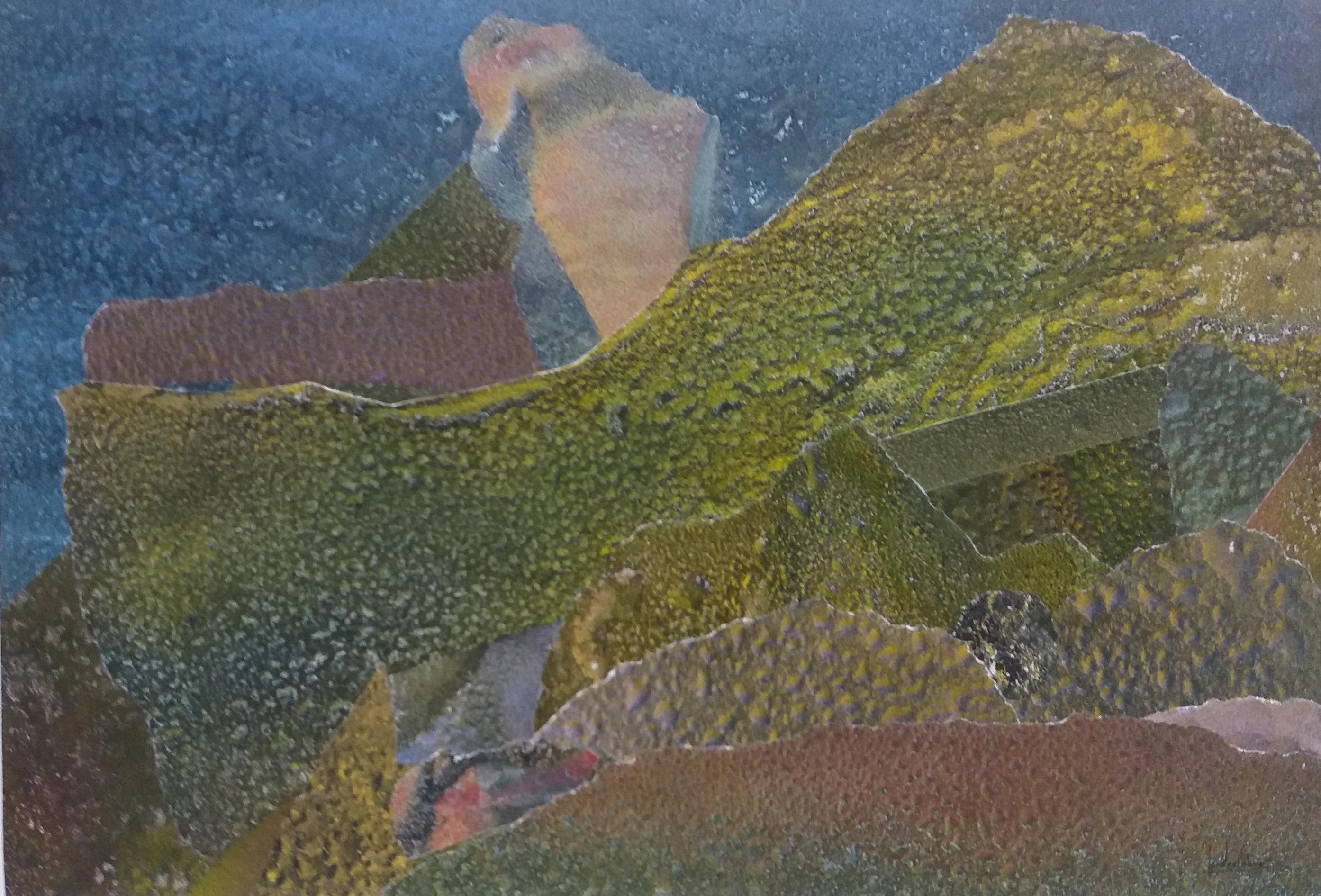 I Cahue  Effetto gocce blu   pittura originale astratta su carta acrilica - Painting di Isidro Cahue