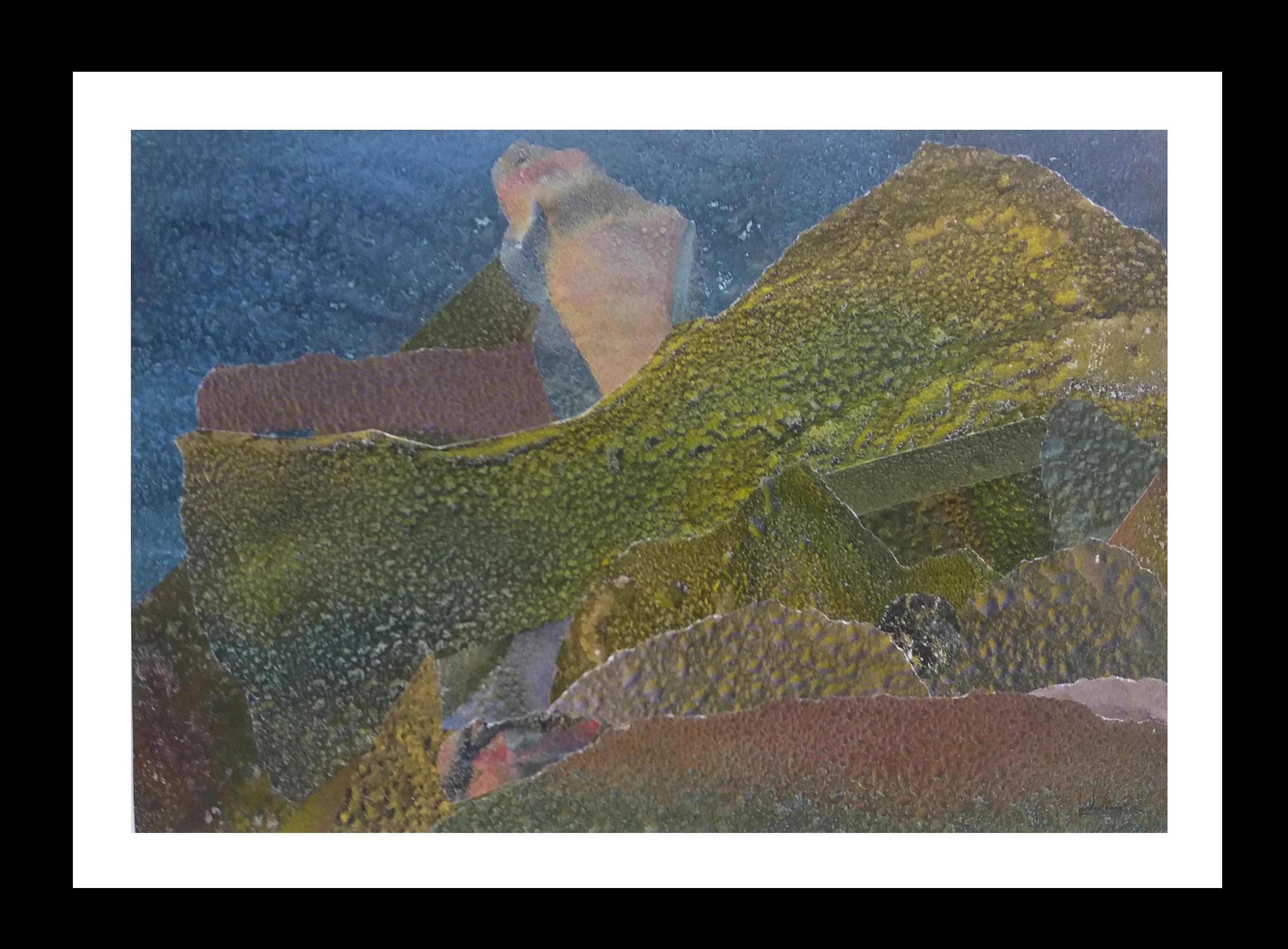 Abstract Painting di Isidro Cahue - I Cahue  Effetto gocce blu   pittura originale astratta su carta acrilica