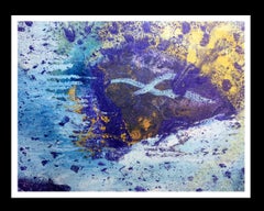 I. Cahue  Blue  Rocks  Sea  original abstract acrylic canvas 