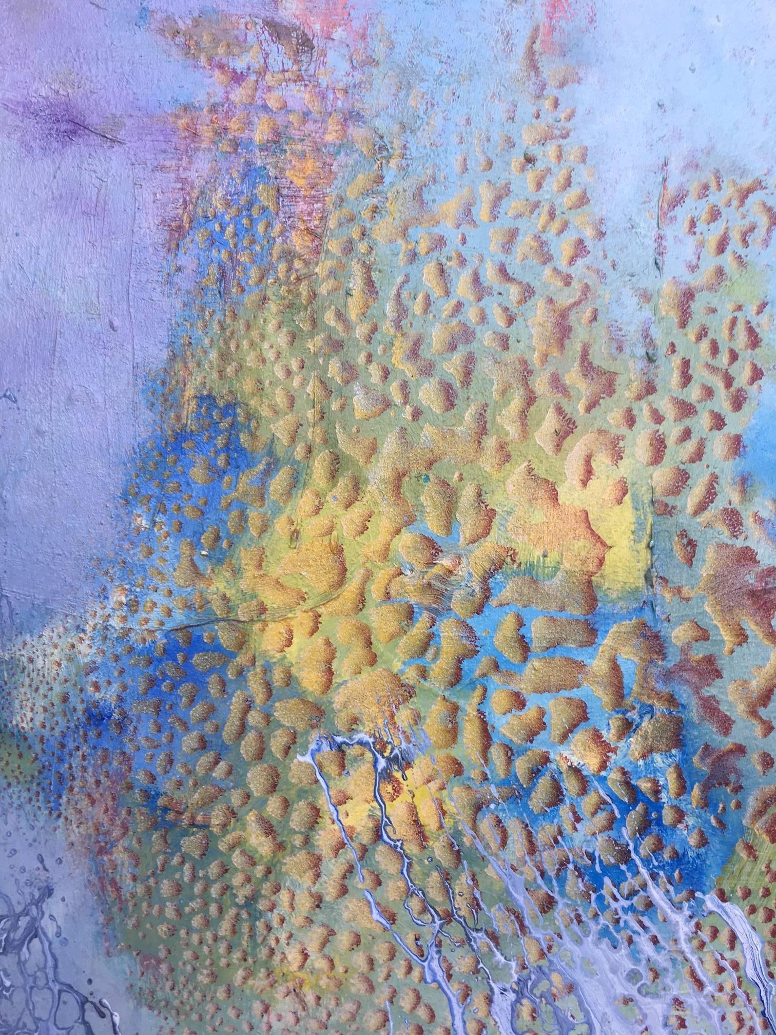 I. Cahue Blu  Fondo marino   A. Stone - abstract originale - Abstract Painting Grigio di Isidro Cahue