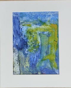 I. Cahue Blue Vertical Mountain colors- original abstract paper acrylic