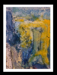 I. Cahue  Azul  Vertical   Colores de montaña- original abstracto papel acrílico