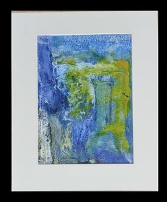I. Cahue Blue Vertical Mountain colors- original abstract paper acrylic