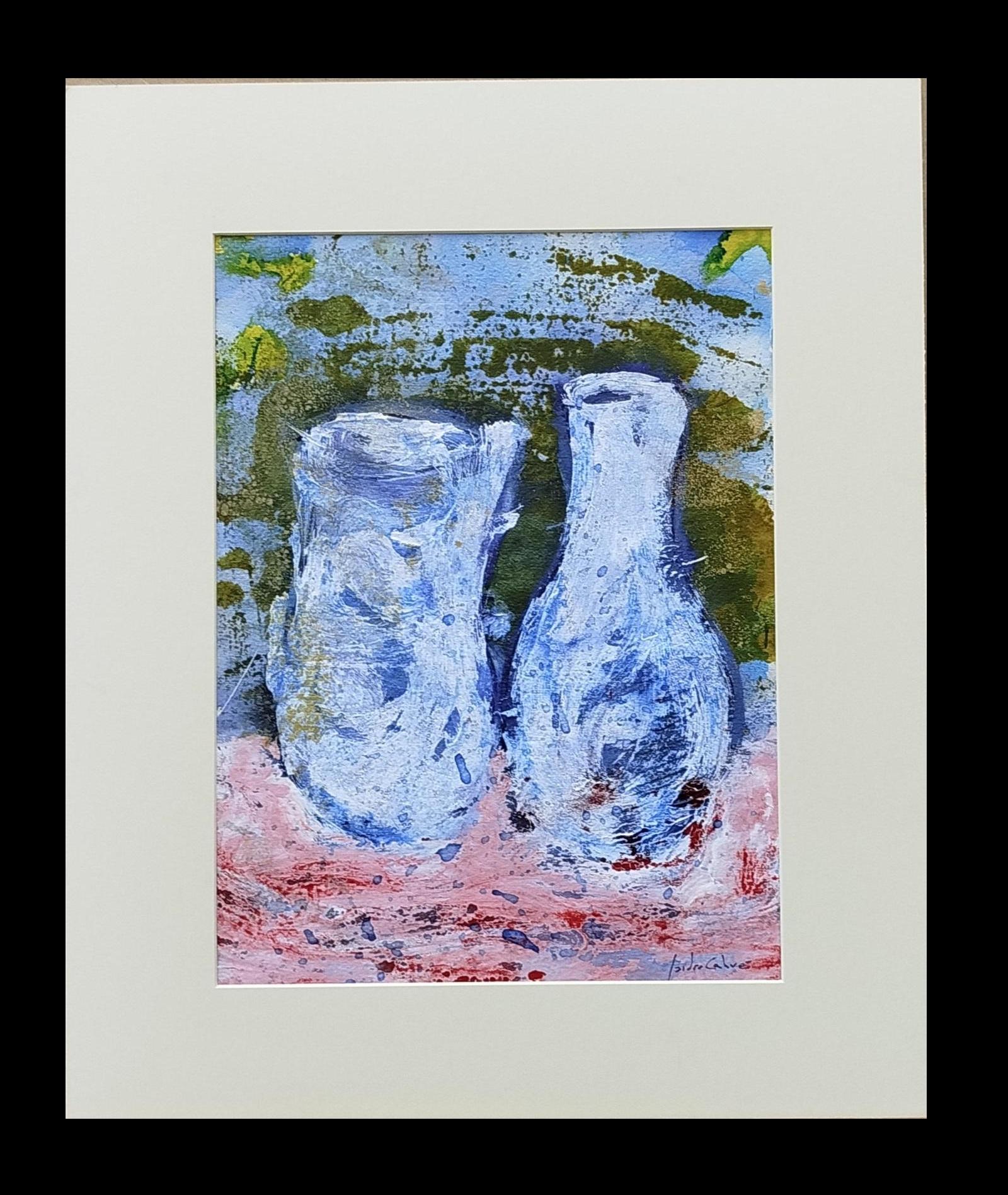 Isidro Cahue Abstract Painting - I. Cahue Abstract Acrylic Painting on Paper, Framed, 21st Century