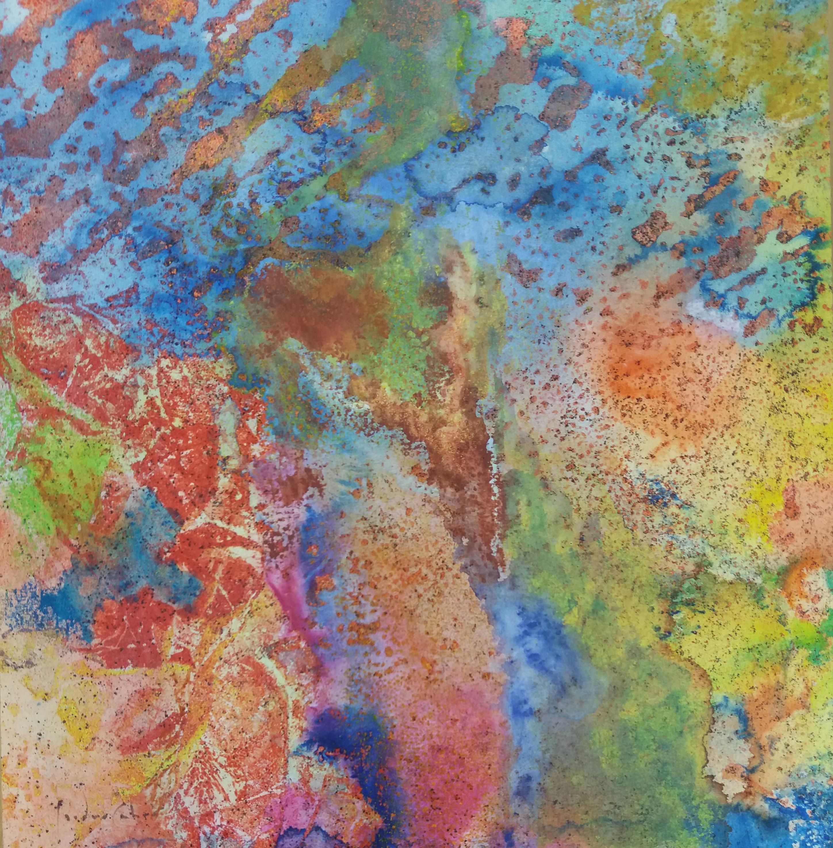 I Cahue Drops Effect    original. acrylic paper painting - Painting by Isidro Cahue