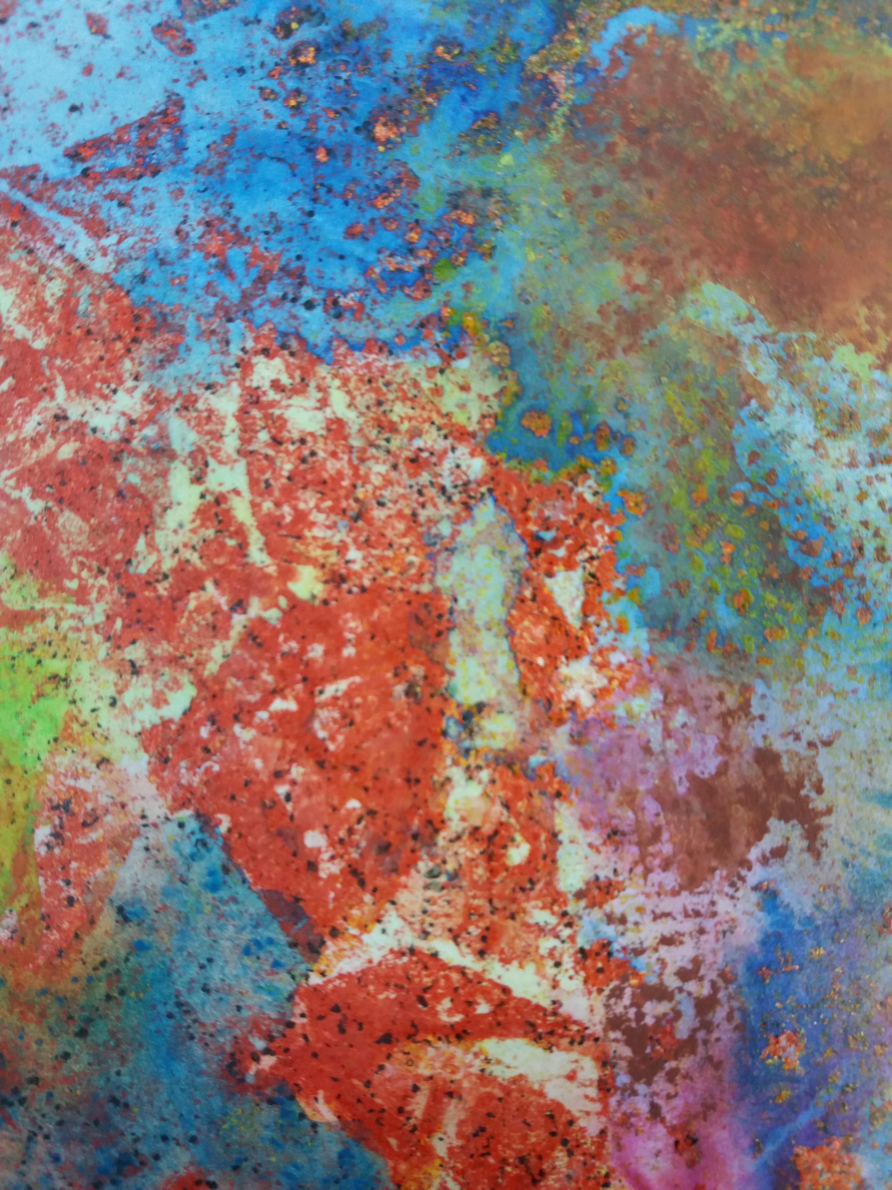 I Cahue Drops Effect    original. acrylic paper painting - Brown Abstract Painting by Isidro Cahue