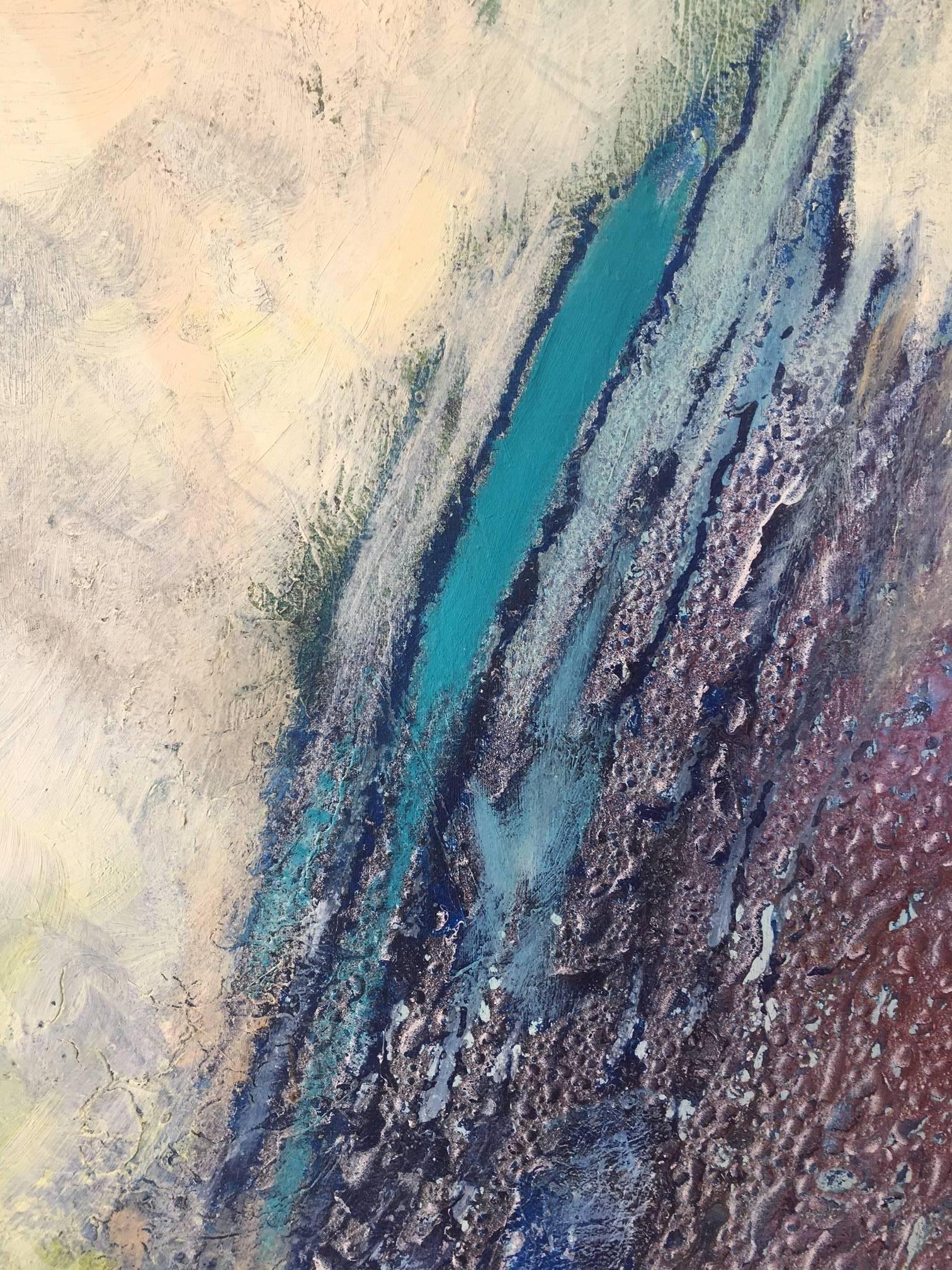 I Cahue 7  Paesaggio nebbioso. quadro originale astratto su tela acrilica - Abstract Painting Grigio di Isidro Cahue