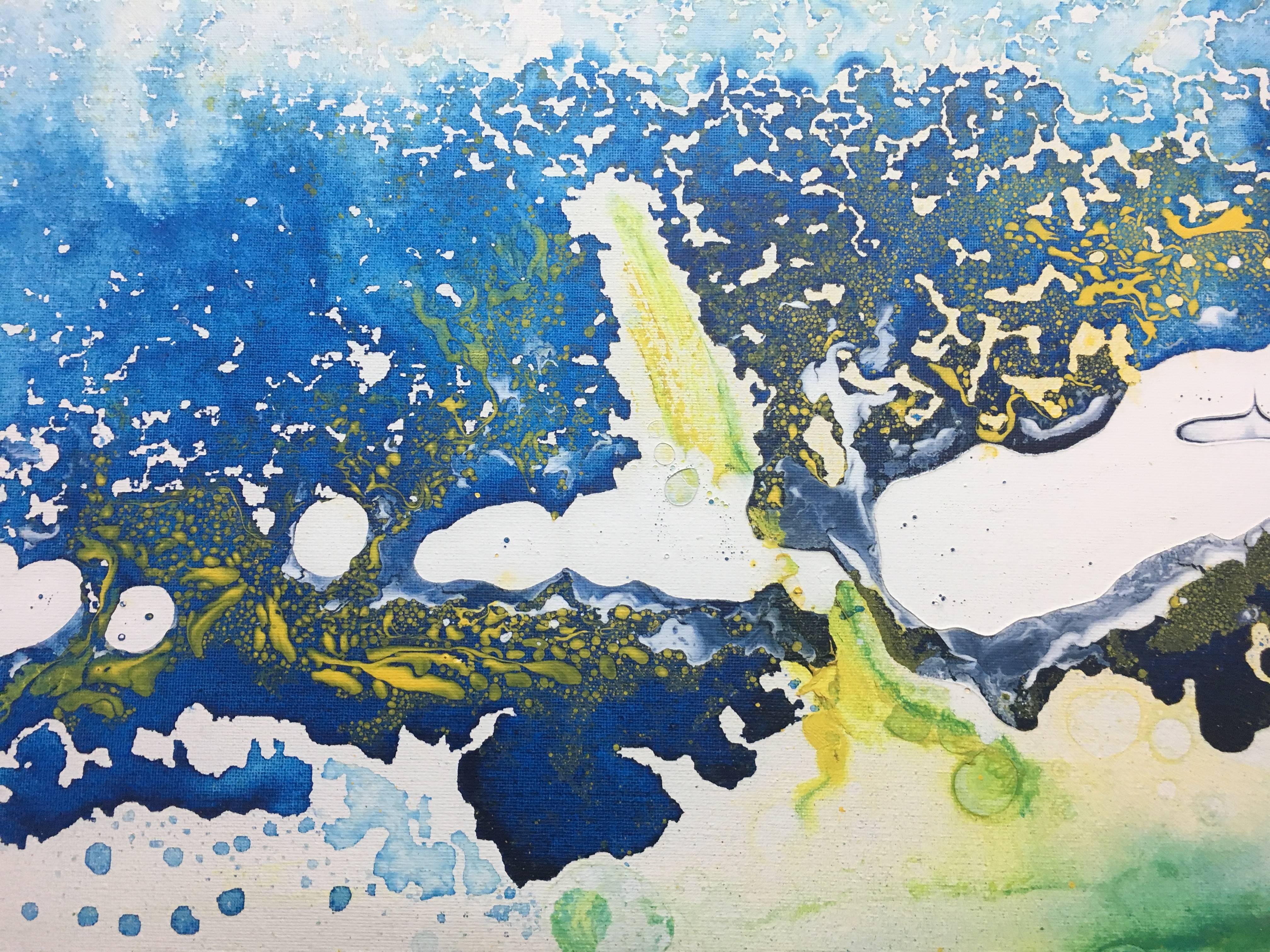 I. Cahue  paesaggio    dipinto originale su tela acrilica astratta - Painting Astratto di Isidro Cahue