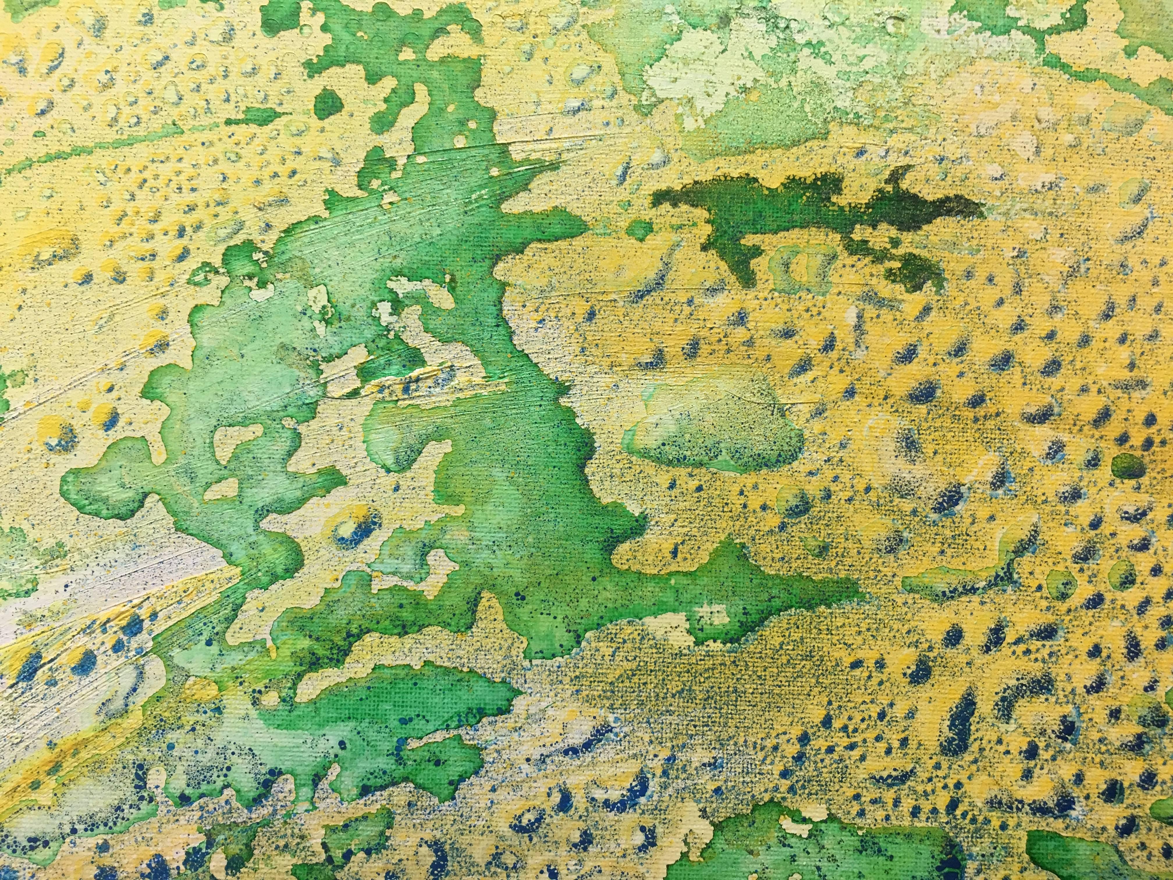I. Cahue  paesaggio    dipinto originale su tela acrilica astratta - Abstract Painting Grigio di Isidro Cahue