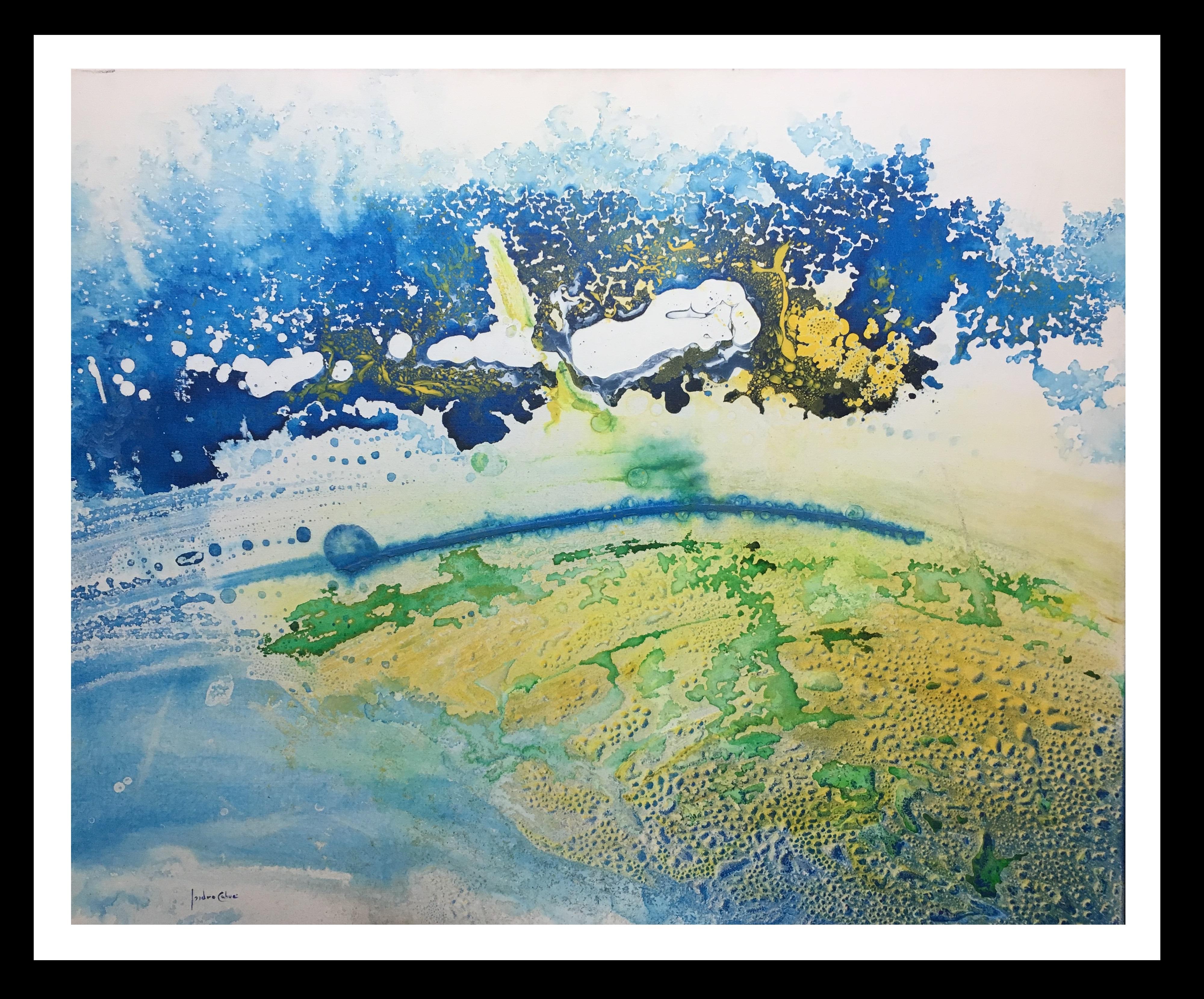 Abstract Painting di Isidro Cahue - I. Cahue  paesaggio    dipinto originale su tela acrilica astratta
