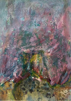 I. Cahue  Couleurs rouge et jaune  Acrylique abstraite originale sur papier