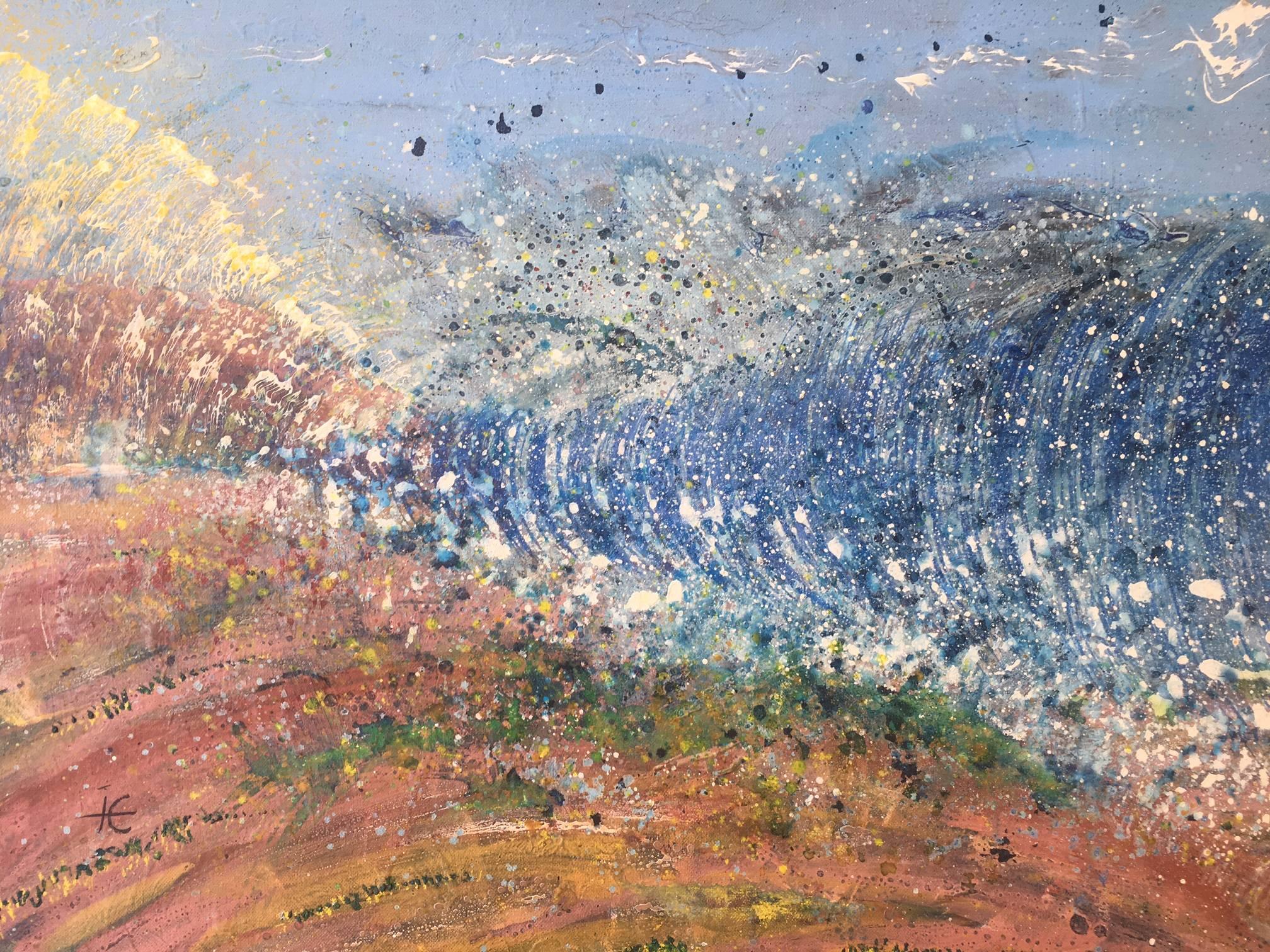 I. Cahue  Meer und Strand  Abstrakt. Original. Acryl-Leinwandgemälde (Braun), Abstract Painting, von Isidro Cahue