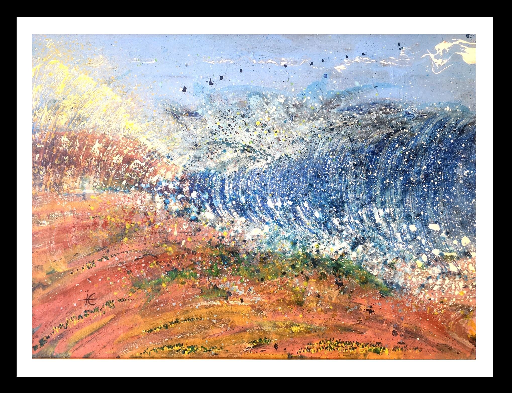 Abstract Painting Isidro Cahue - I. Cahue  Mer et plage  abstrait. original. peinture acrylique sur toile