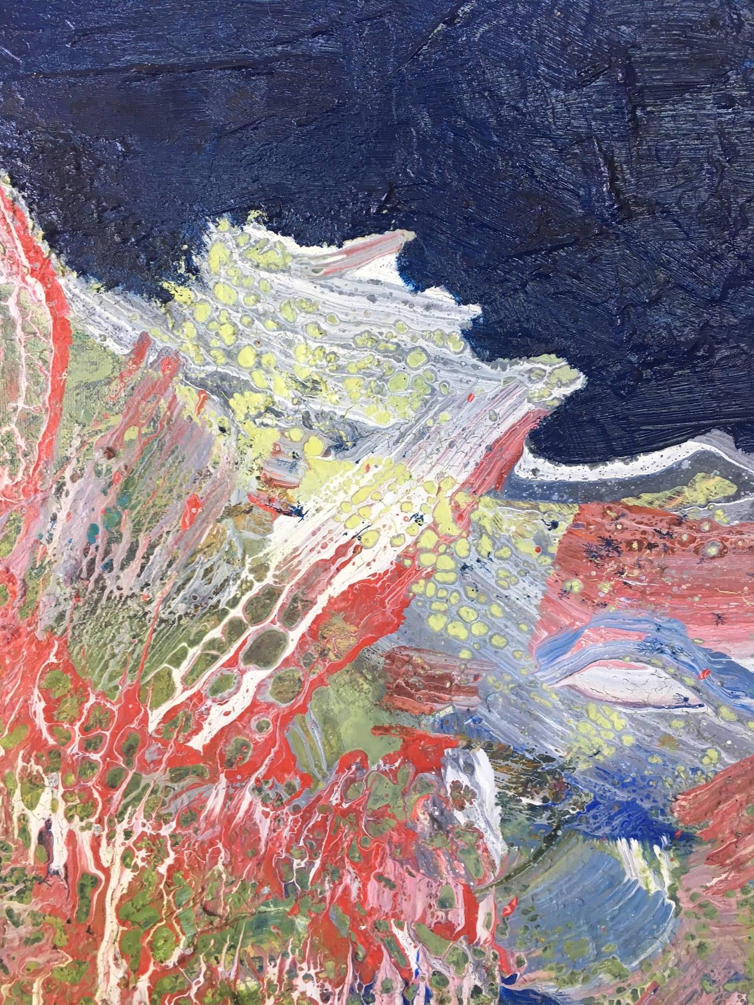  I. Cahue- La mer et la lune. Peinture abstraite originale sur toile acrylique. en vente 1