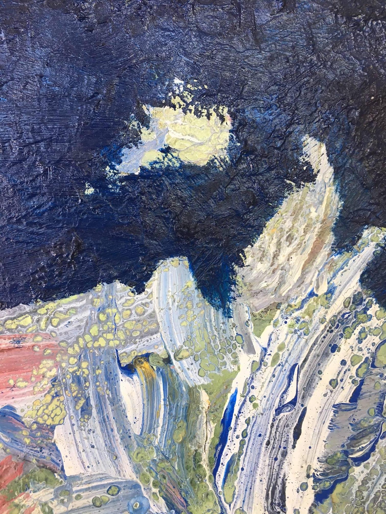  I. Cahue- La mer et la lune. Peinture abstraite originale sur toile acrylique. en vente 2