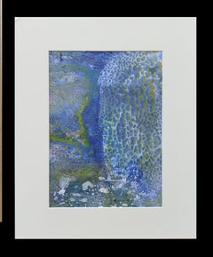 I. Cahue Vertical Blue Drops Effect original acrylic paper painting