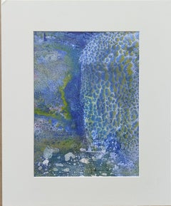 I. Cahue Vertical Blue Drops Effect original acrylic paper painting