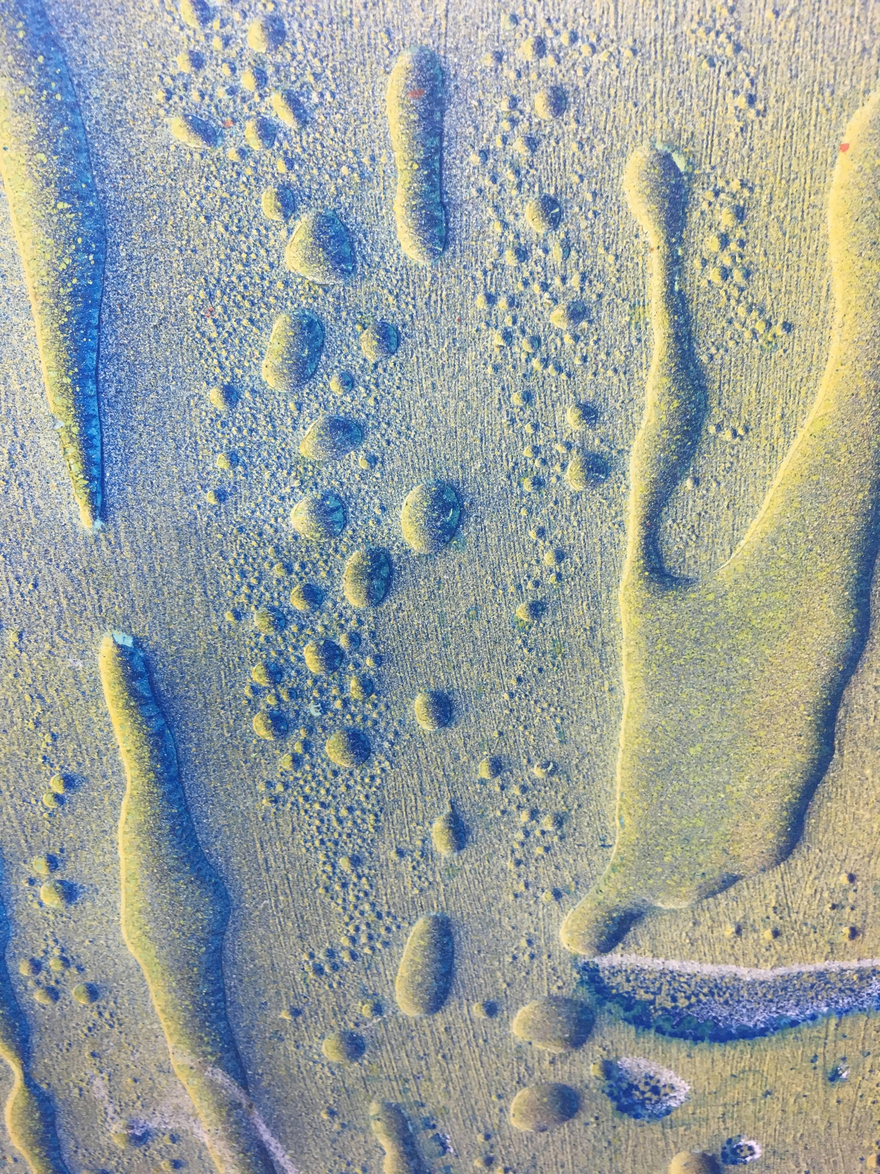 I. Cahue  Vertical  Bottom of the Sea  original abstract acrylic canvas - Abstract Painting by Isidro Cahue