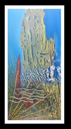 I. Cahue  Vertical  Bottom of the Sea  original abstract acrylic canvas