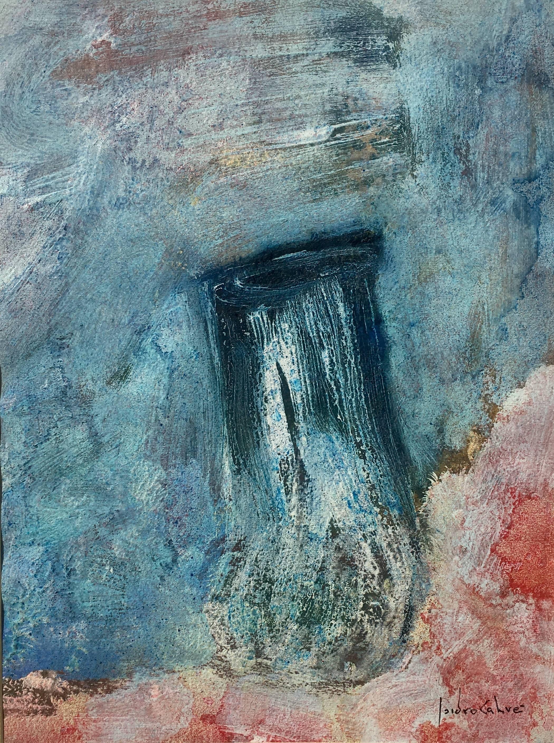 I Cahue Vertical Little inside II  pittura acrilica astratta originale su carta - Painting di Isidro Cahue