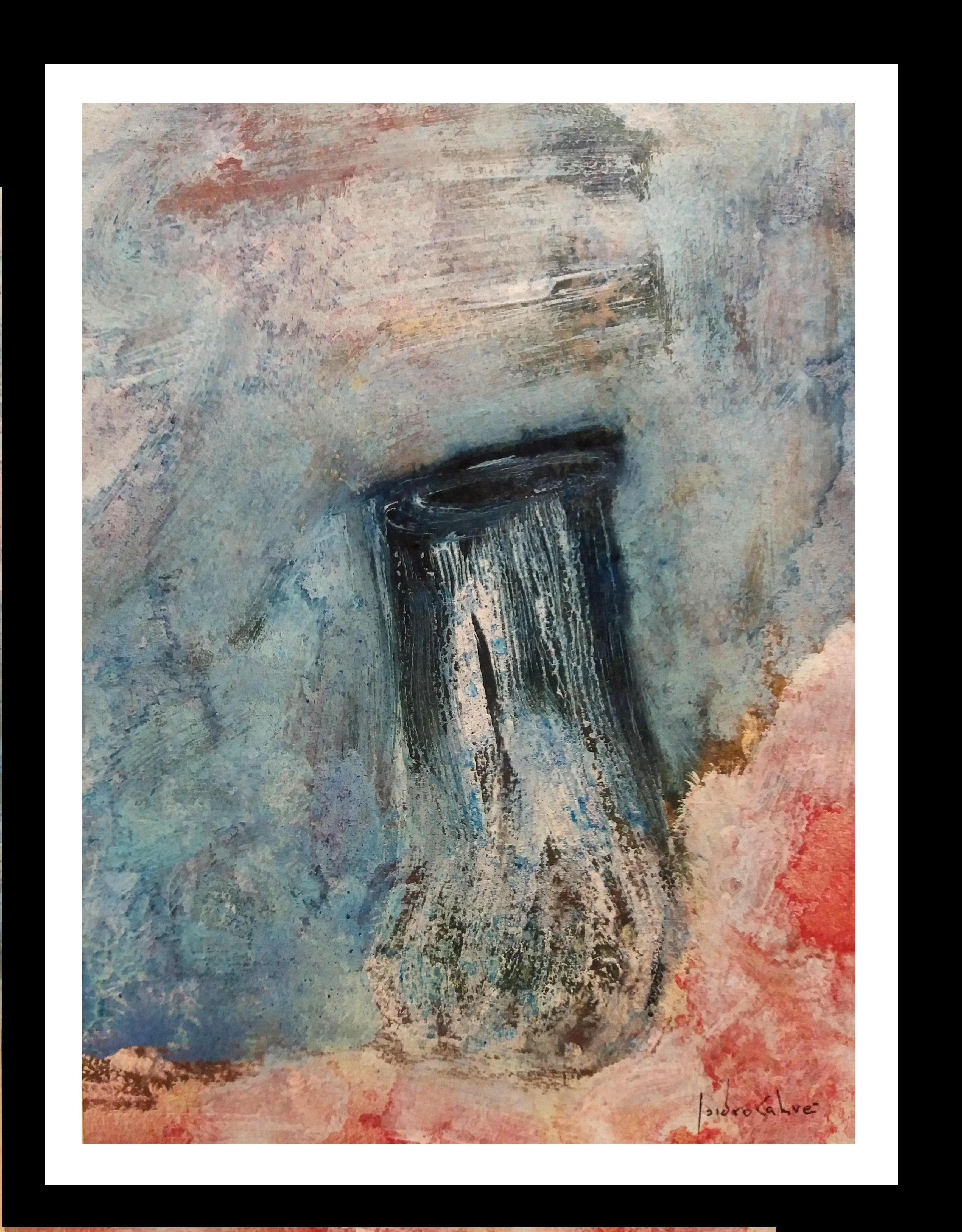 Isidro Cahue Abstract Painting - I Cahue Vertical Little inside II  original abstract paper acrylic painting