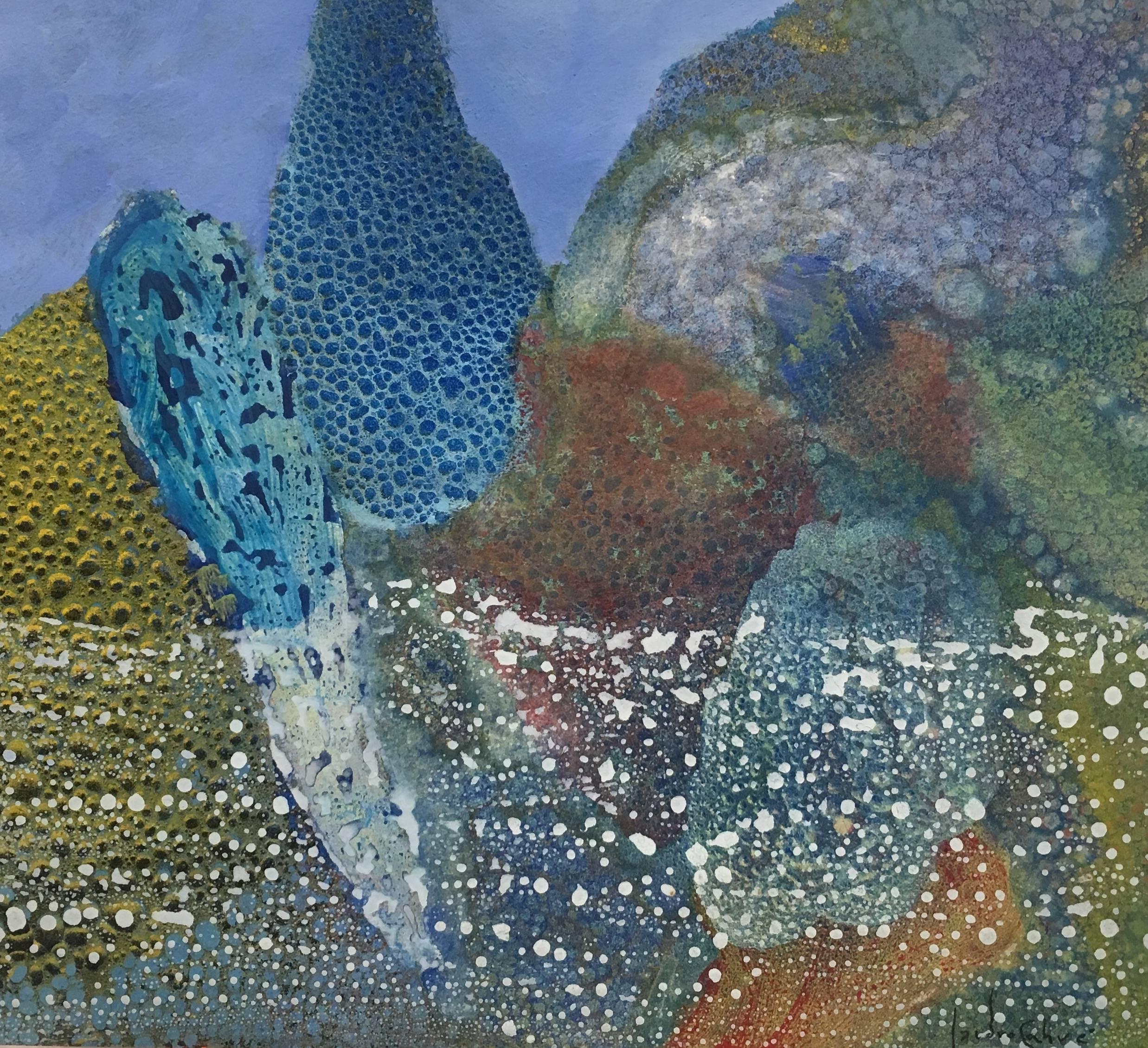 Abstract Painting Isidro Cahue - ISIDRO CAHUE   mer   peinture acrylique abstraite originale sur papier