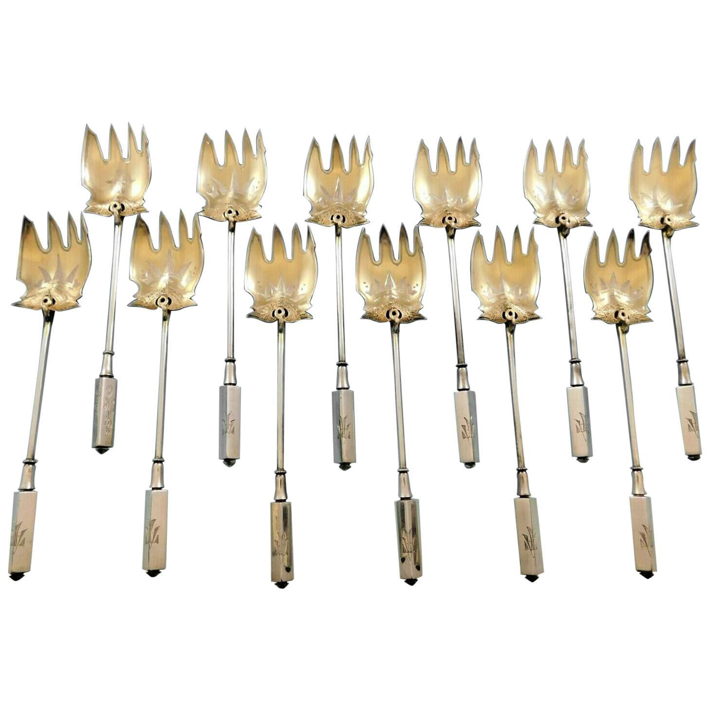 Isis by Gorham Sterling Silver Flatware Set of 12 Terrapin Forks GW BC