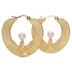Isis Goddess Pearl Earrings by Oltremare Gioielli, 18k Gold Made in Italy