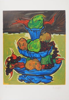 Vintage Still Life with Fruits - Original Lithograph Handsigned and Numbered (Mourlot)