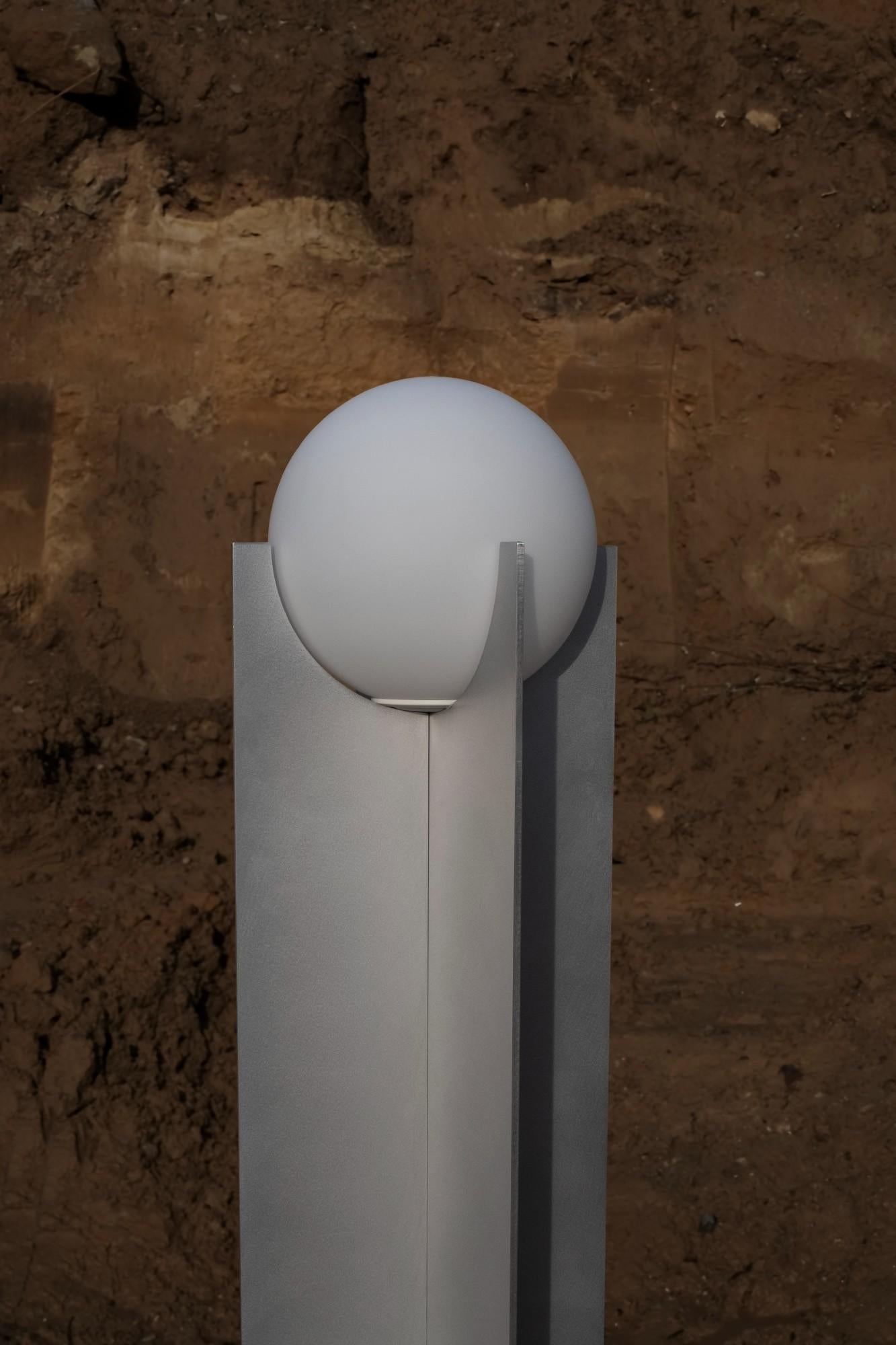 Minimalist Metal Floor Lamp Inspired by Mies van der Rohe, 2024 - 'Mies' - Sculpture by Iskandar Jani