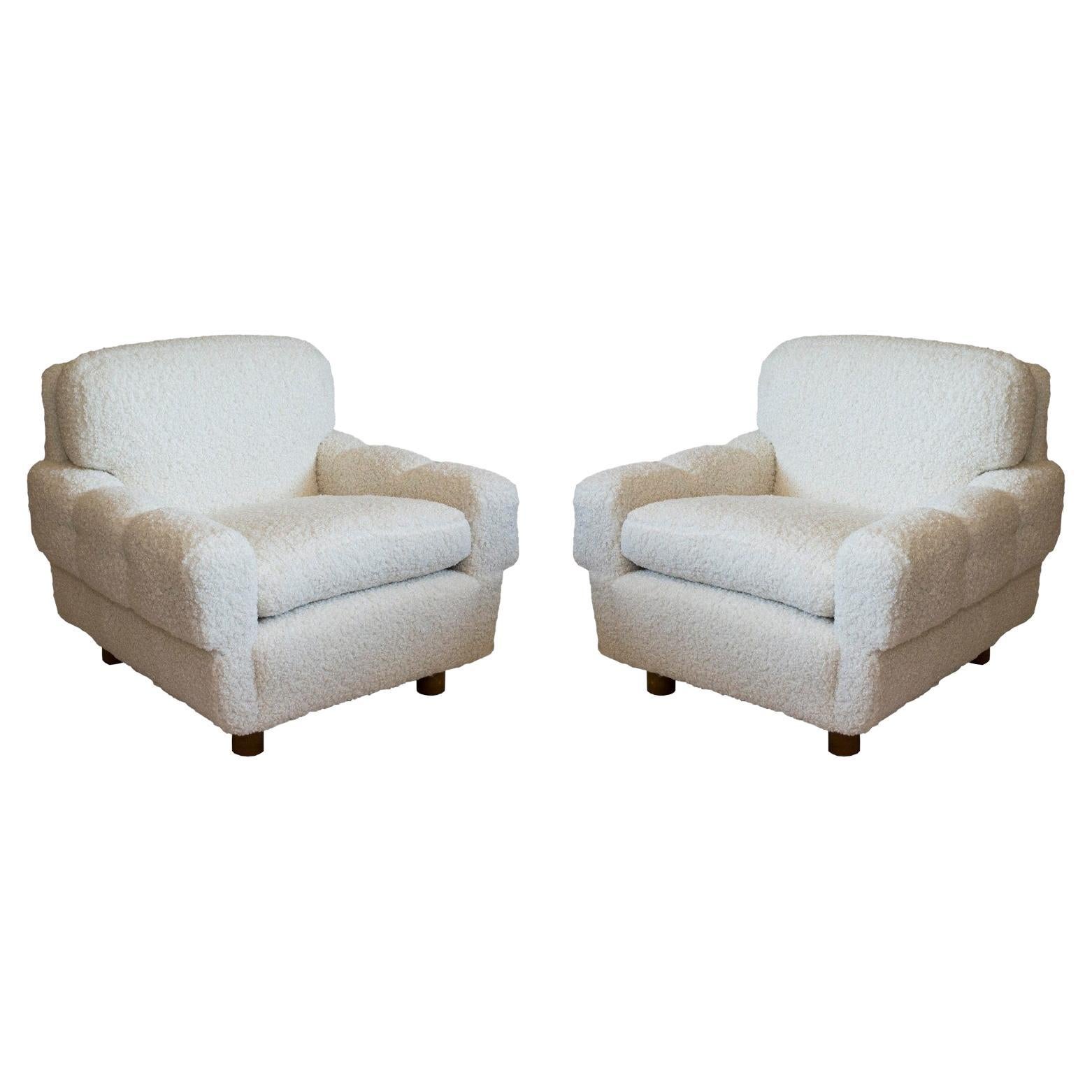 ISKU Pair of Club Chairs Made in Finland in Faux Shearling