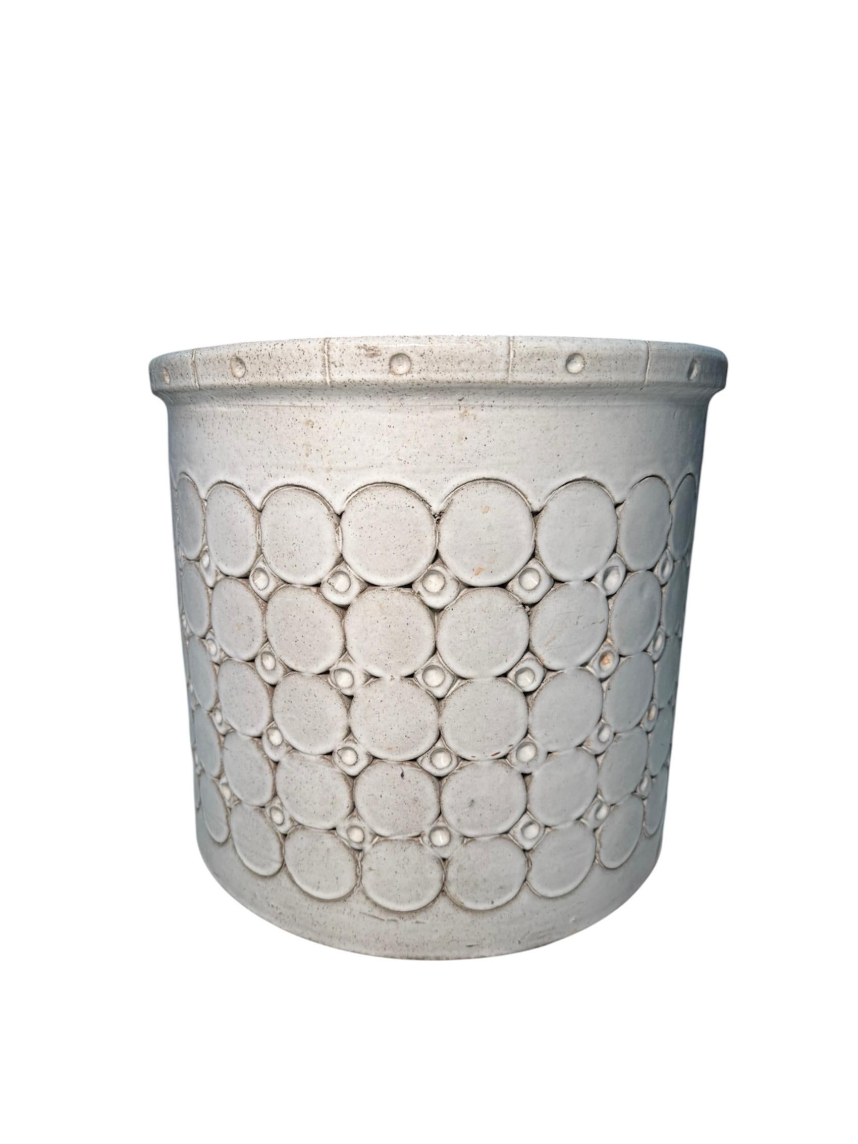 American Isla Del Sol Puerto Rican Stoneware Round Planter For Sale