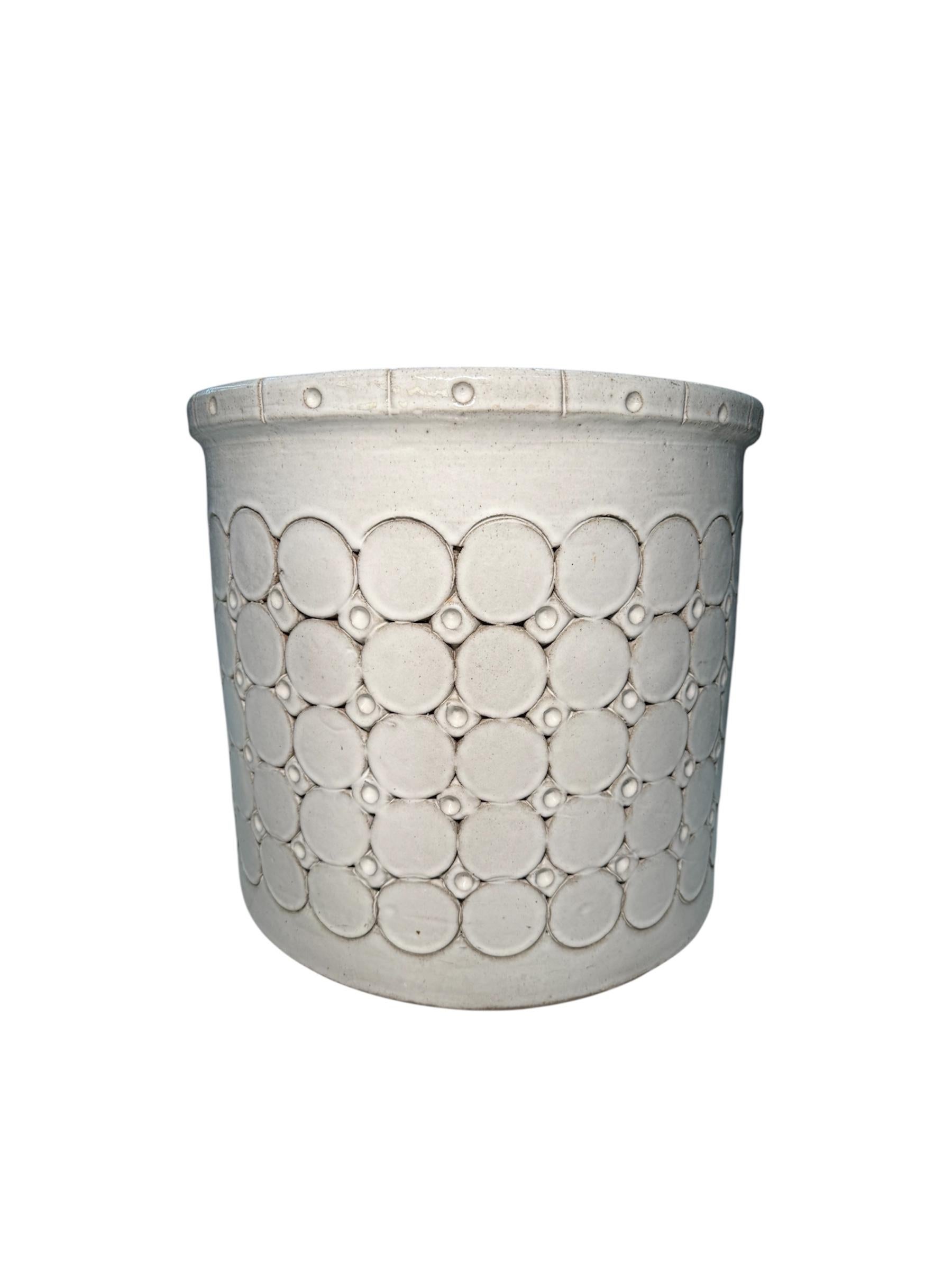 Isla Del Sol Puerto Rican Stoneware Round Planter For Sale 1