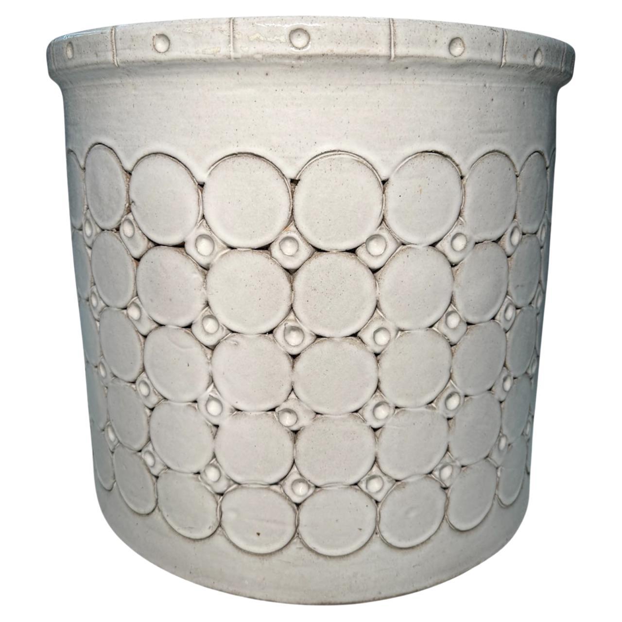 Isla Del Sol Puerto Rican Stoneware Round Planter For Sale