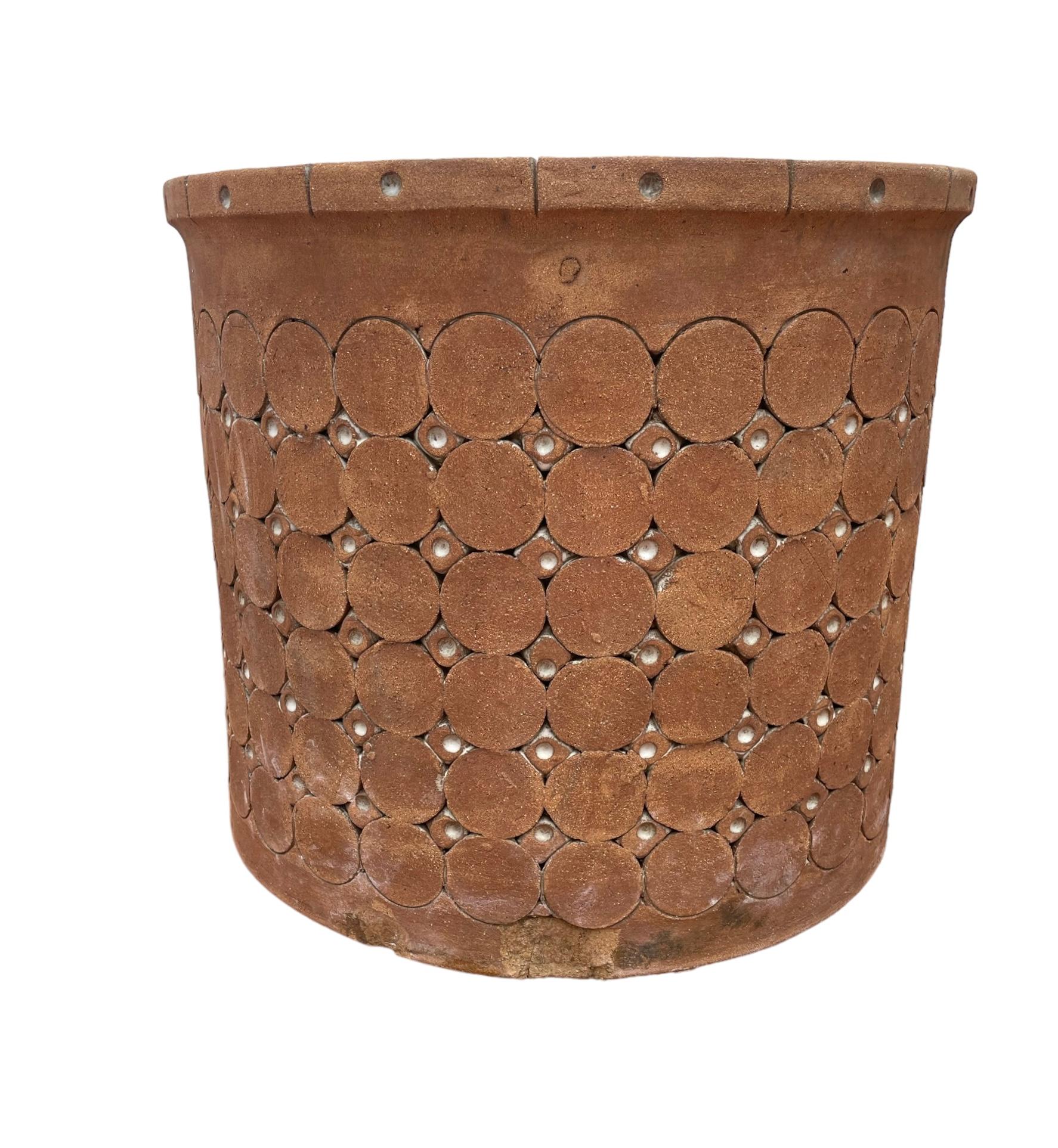 Modern Isla Del Sol Puerto Rico Huge Heavy Stoneware Round Planter