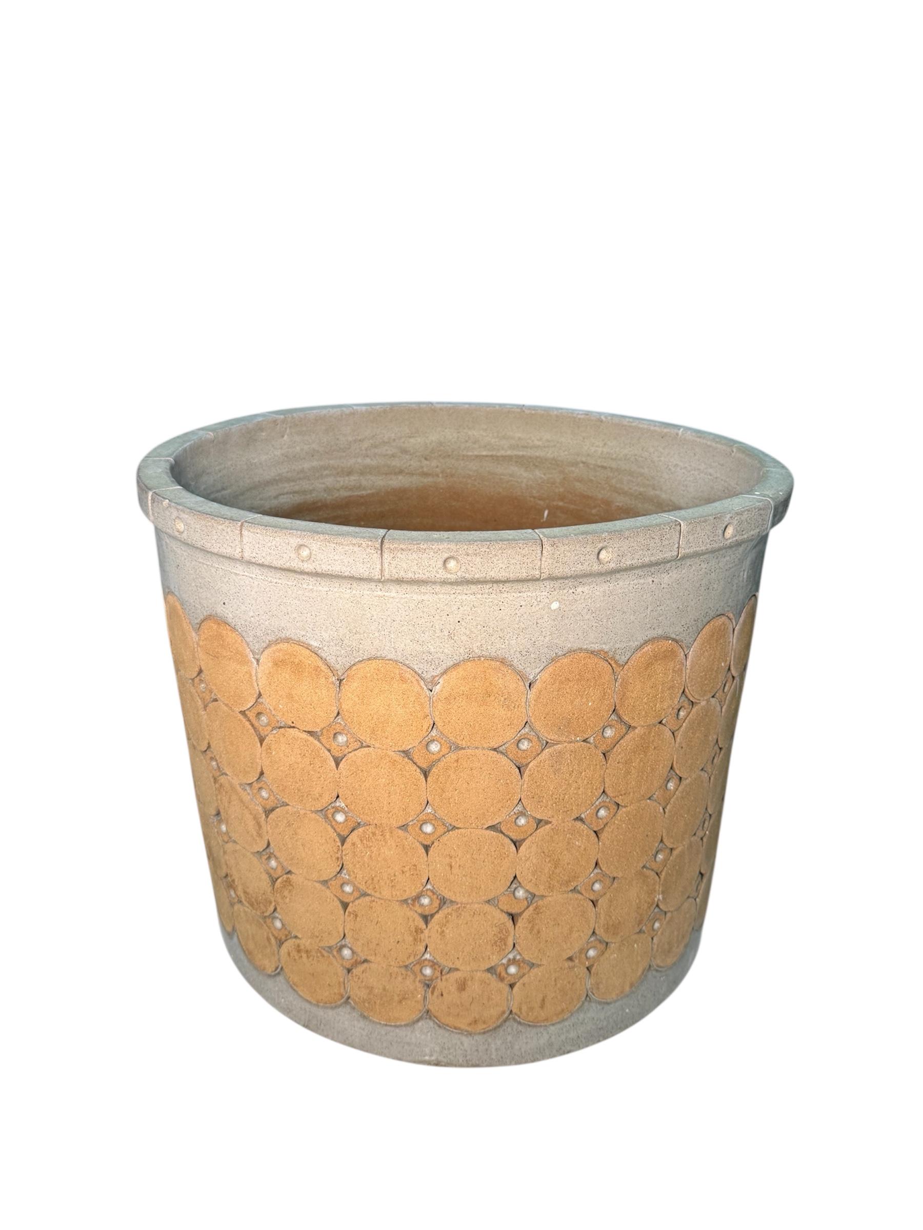 Modern Isla Del Sol Puerto Rico Stoneware Round Planter For Sale