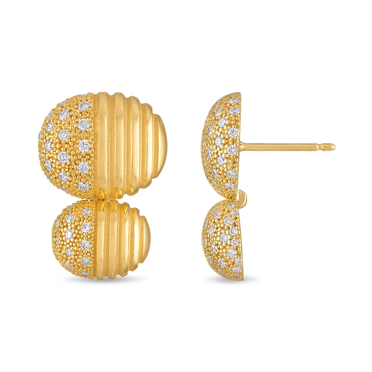 Round Cut Isla Double Oval Earrings with Diamonds For Sale