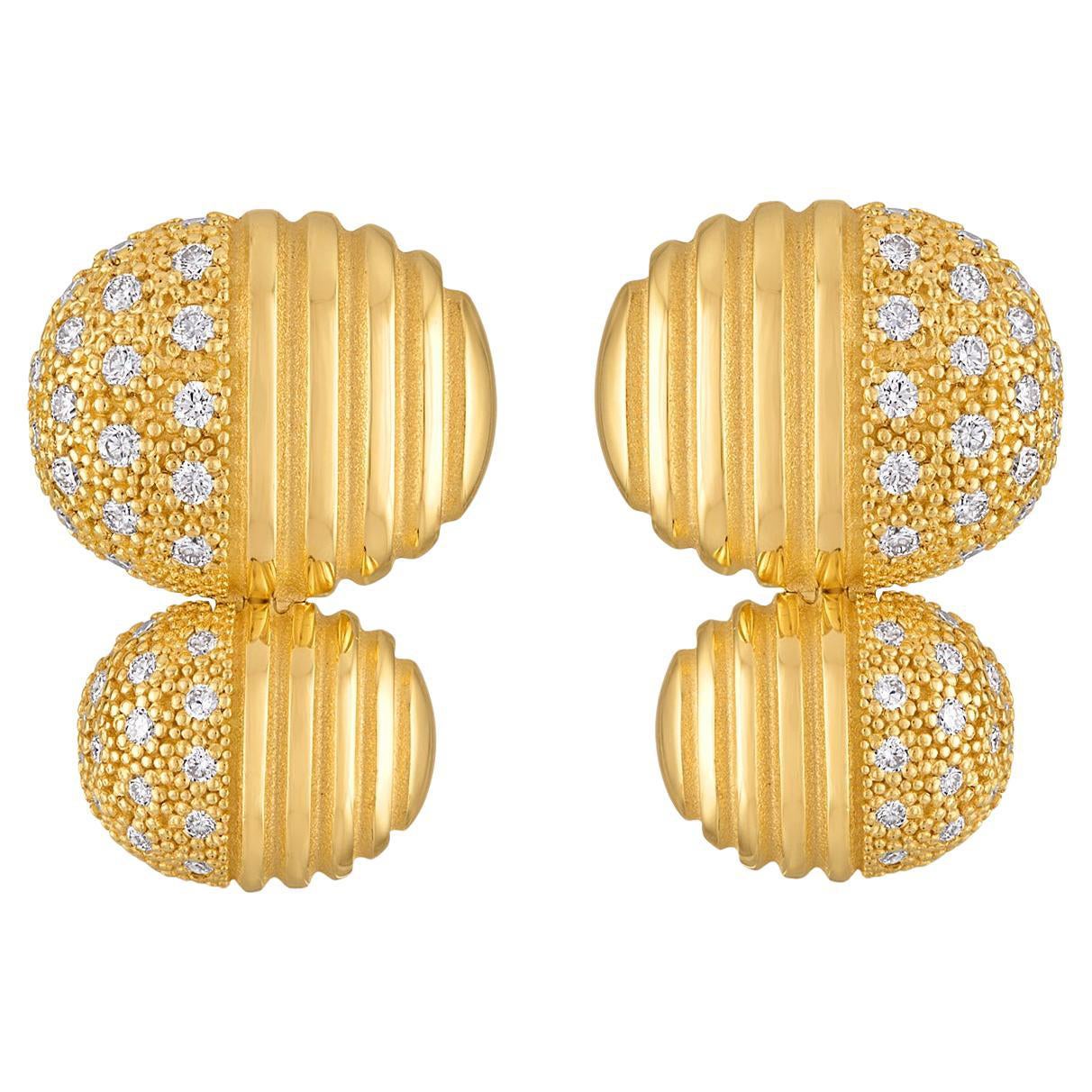 Pendientes Doble Oval Isla con Diamantes