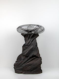 Isla n° 1 - Table sculpturale en grès et verre soufflé à la main