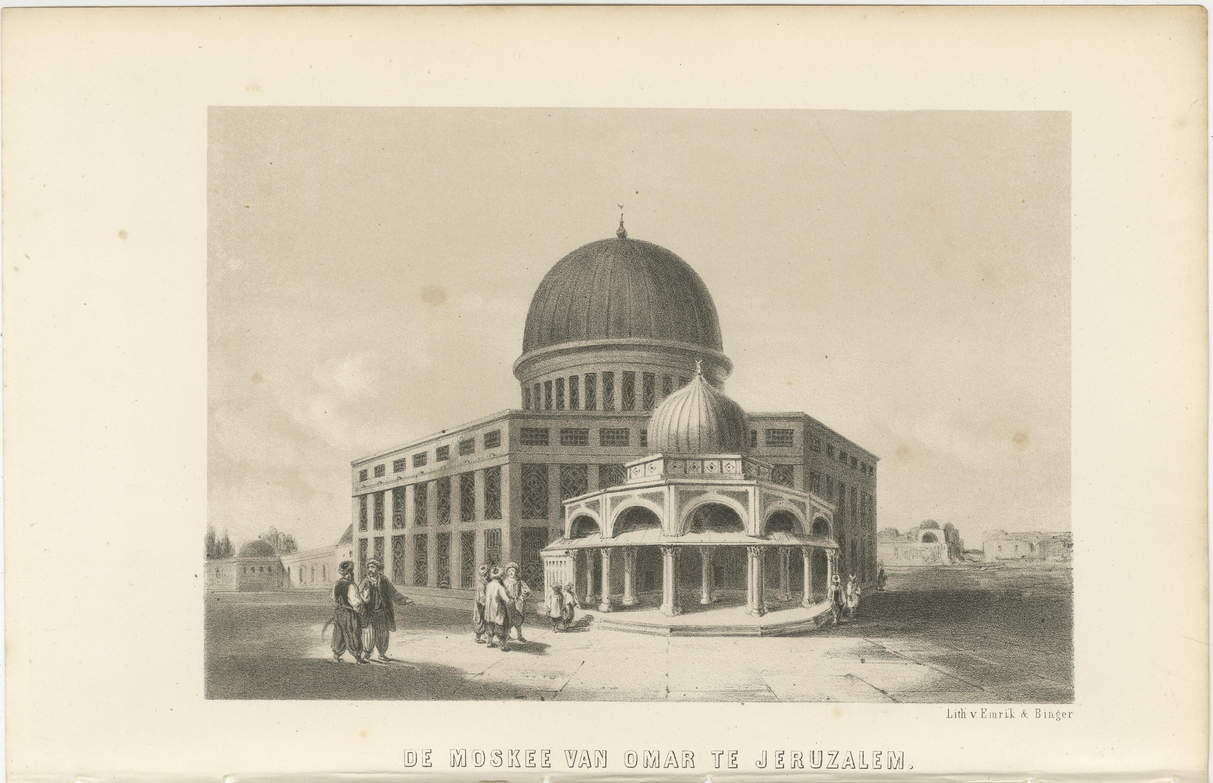 Islamic Architecture Print Mosque of Omar Jerusalem, 1863 Dutch Lithograph en venta 1