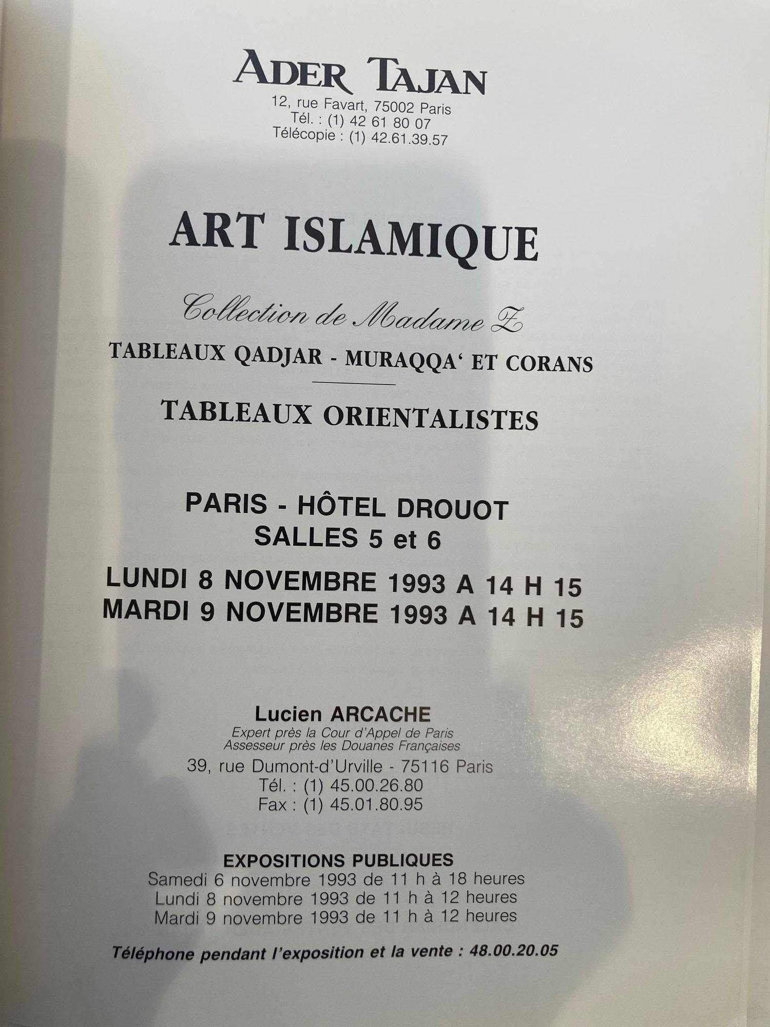 20th Century Islamic Art, Orientalist Paintings Auction Catalog Tajan, 1993 For Sale