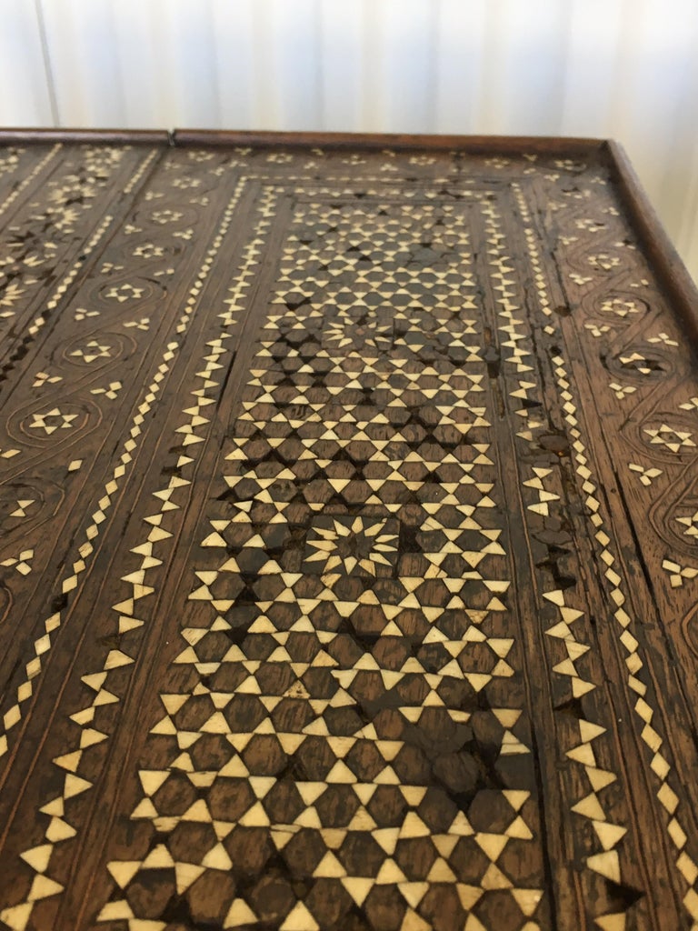 Islamic Bone Inlay Panel Side Table For Sale at 1stDibs