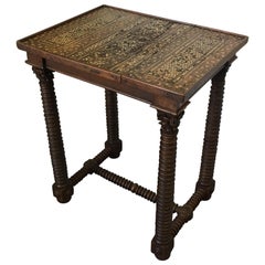 Islamic Bone Inlay Panel Side Table