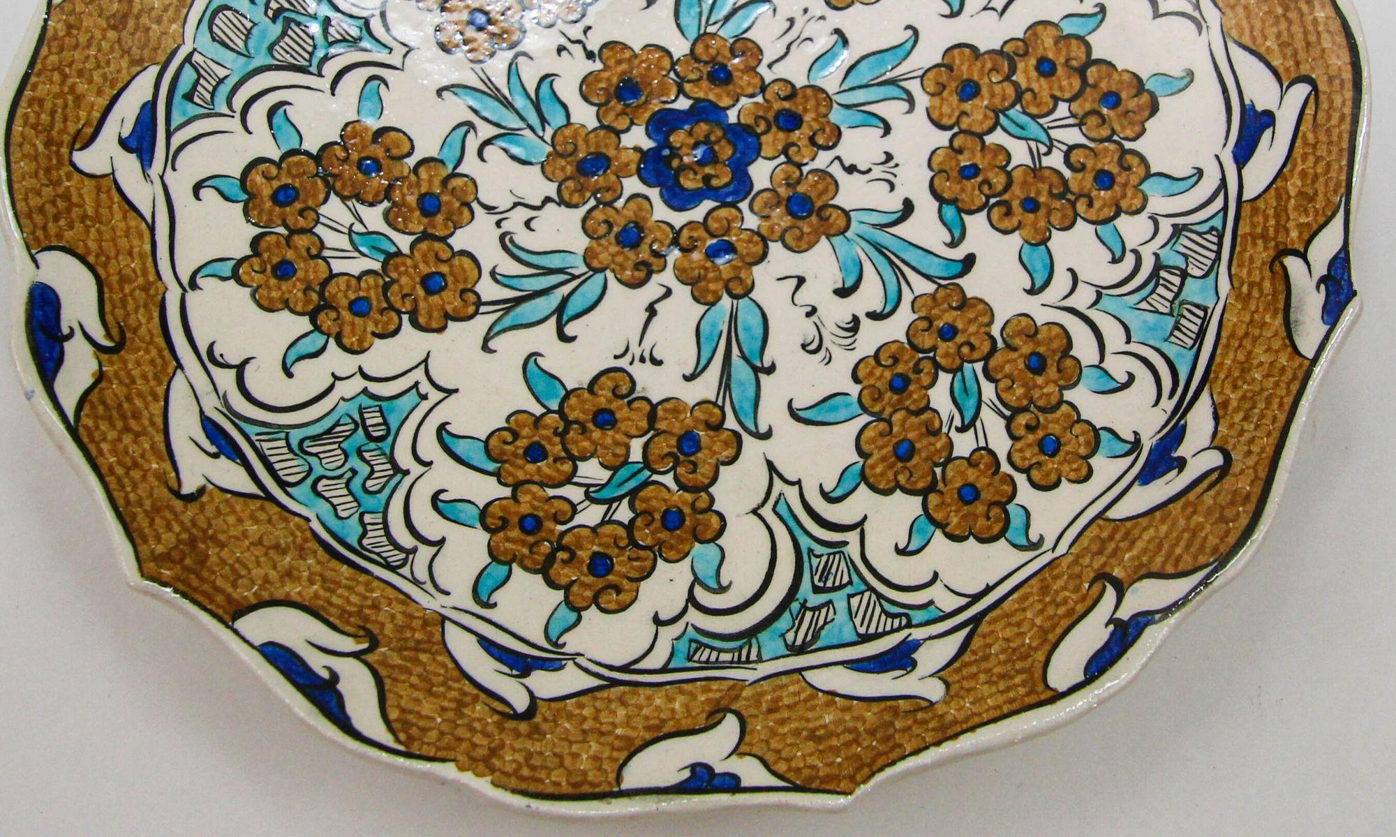 Islamic Ceramic Plate in the Iznik Style Hand Painted in Turkey 1950s 3