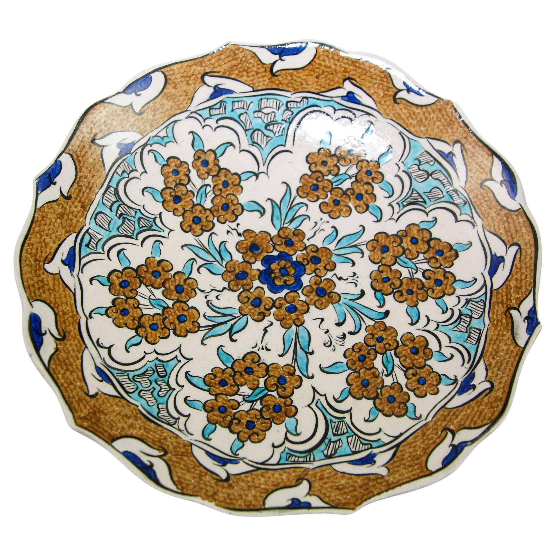 Islamic Ceramic Plate in the Iznik Style Hand Painted in Turkey 1950s