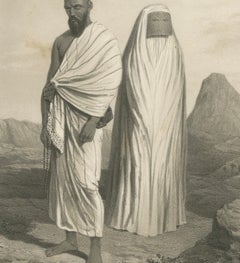 Islamic Costume Print Pilgrim Attire of Mecca, 1863 Dutch Lithograph