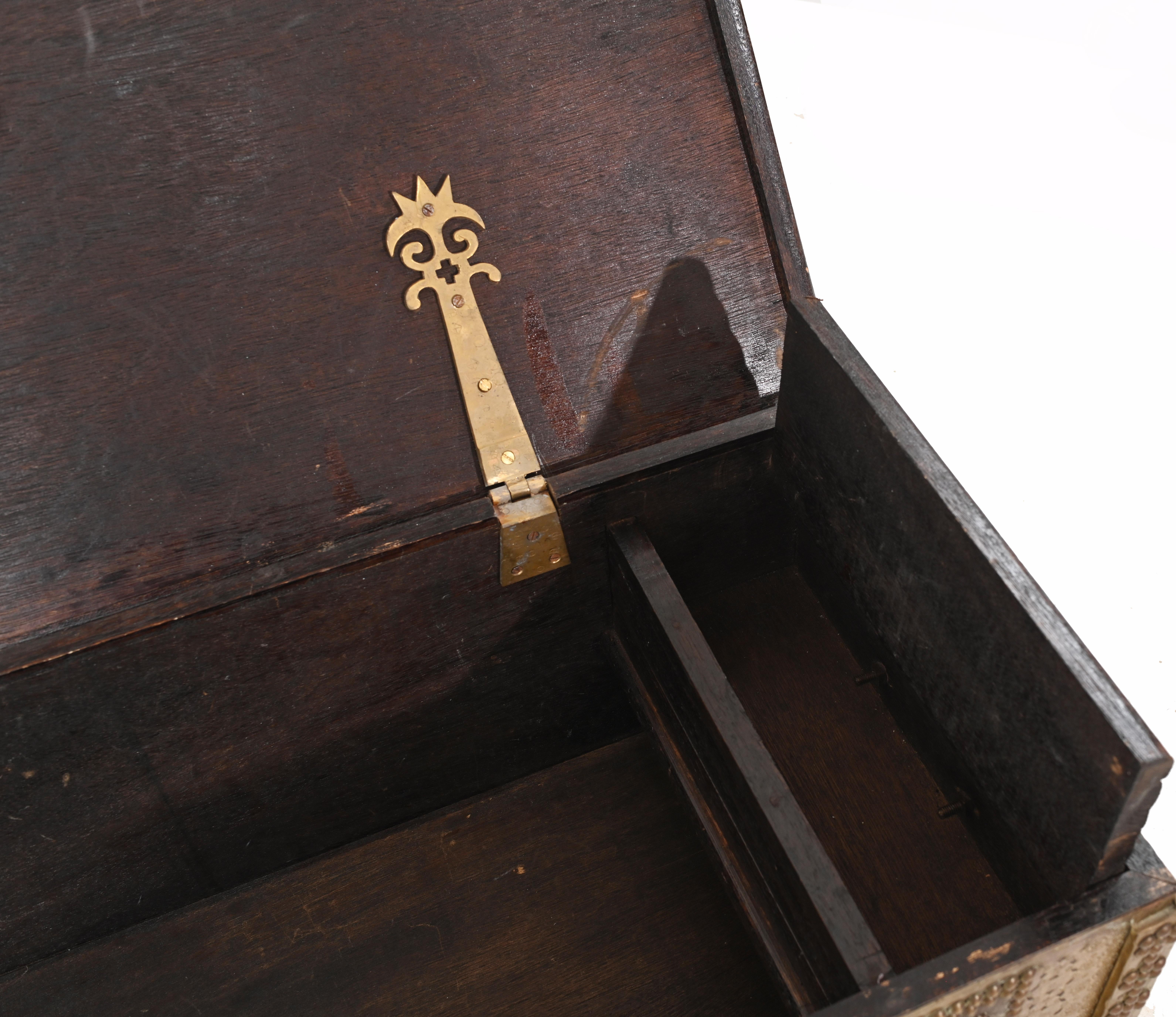 Early 19th Century Islamic Dowry Chest Storage Antique Box Brass Inlay Arab Interiors, 1820