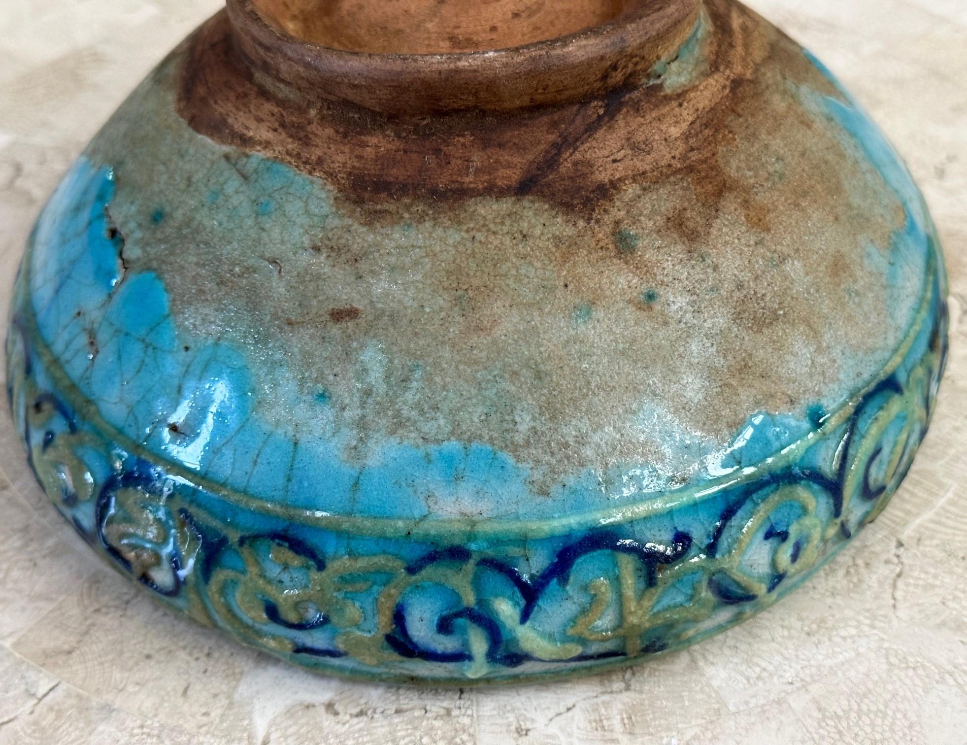Islamic Glazed Ceramic Bowl with Relief Inscription  For Sale 7