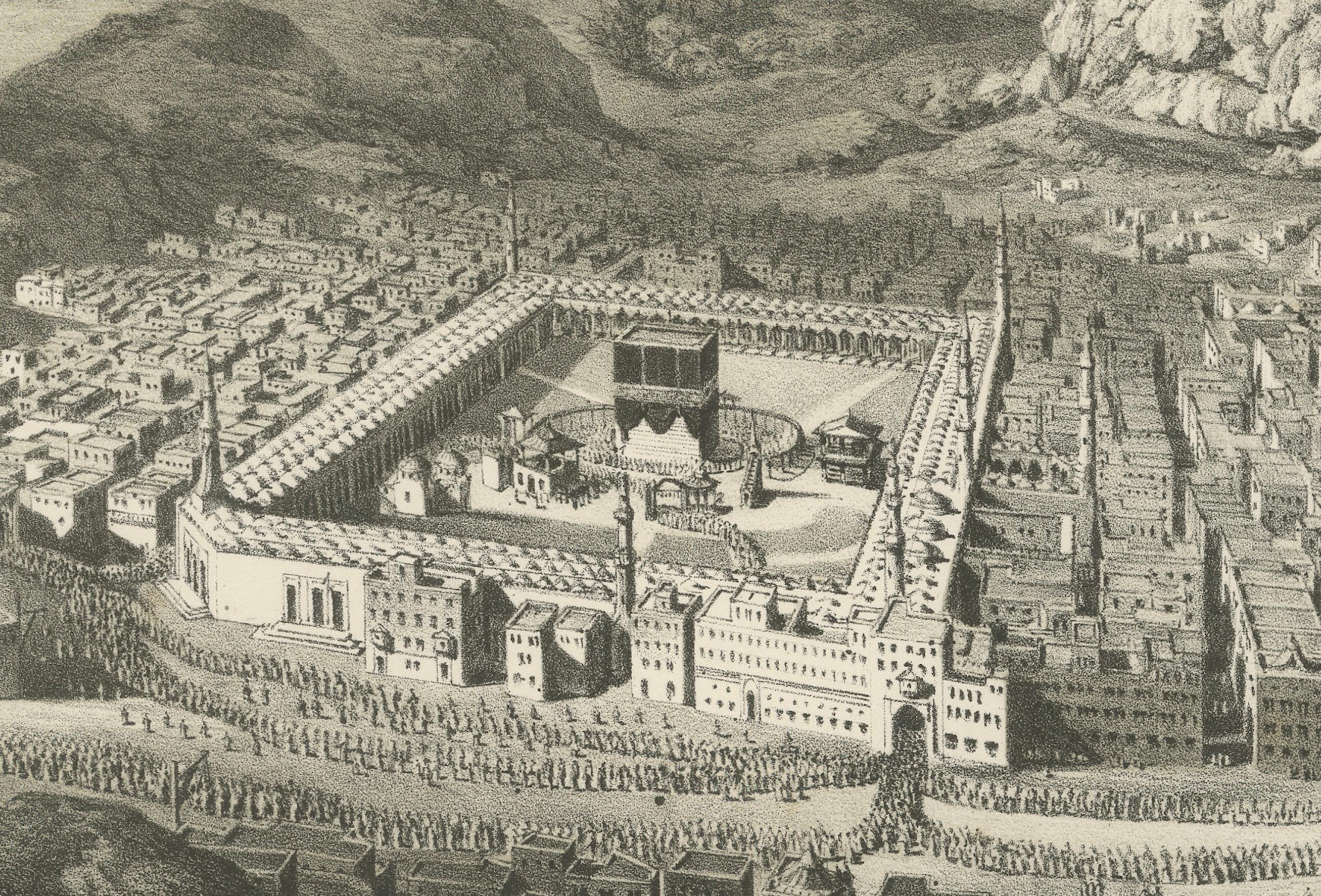 Islamic Holy Sites Print Mecca and the Sacred Places, 1863 Dutch Lithograph Papel en venta
